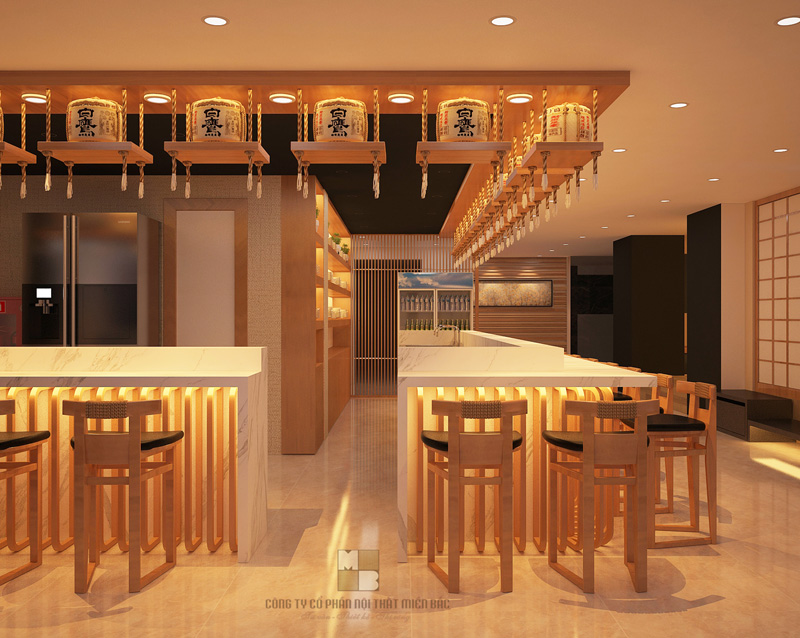 Thiết kế nội thất nhà hàng Nhật Haru - Không gian quầy bar - H4